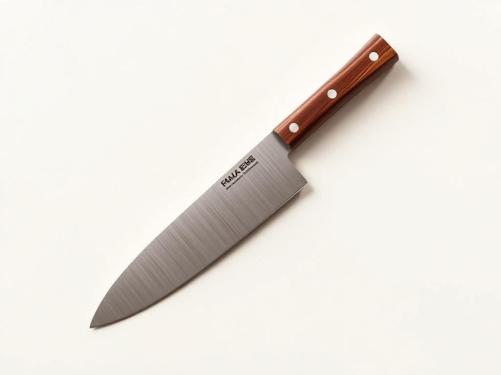 Santoku japonais de 18 cm à lame large sur fond ivoire